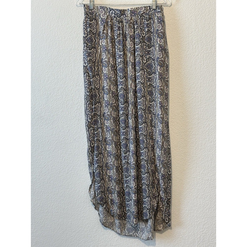 Y2K Floral Print Maxi Skirt Purple Blue Medium Cottagecore‎ Boho Festival Slits
